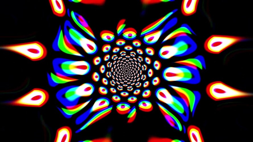 RGB Kaleidoscope Eye Pattern on Black
