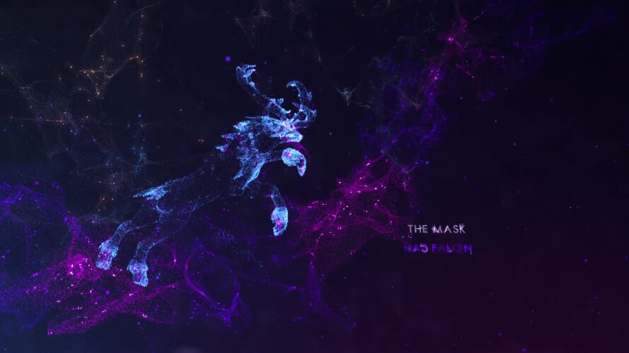 Glowing Particle Stag on Purple Nebula