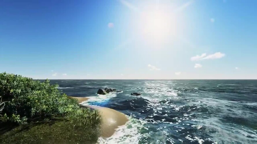 Sunlit Tropical Coastline Render